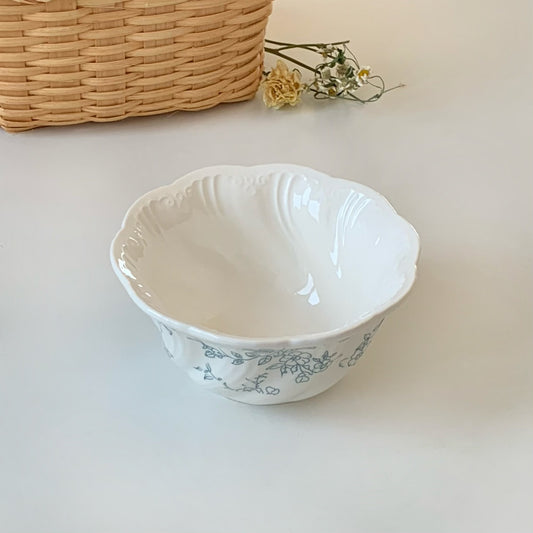 Ceramic Plate Collection with Embossed Floral Design