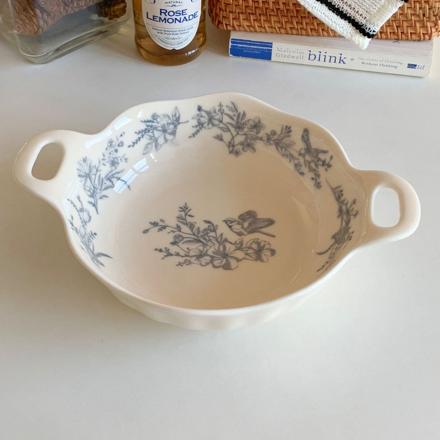 Ceramic Tableware Collection with Floral Pattern