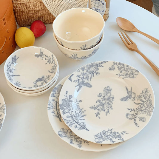 Ceramic Tableware Collection with Floral Pattern