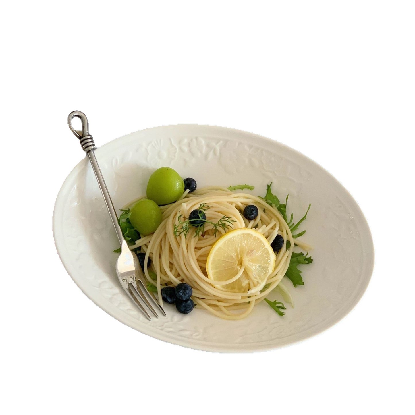 Embossed Ceramic Dinner Plate, 18.5 cm