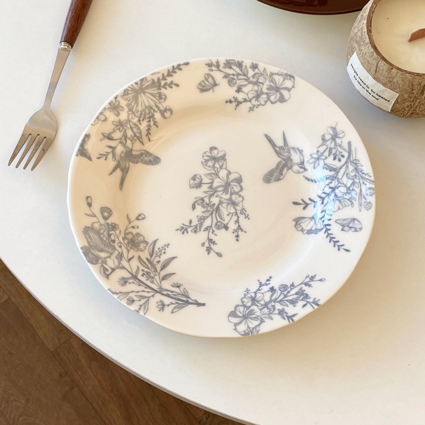 Ceramic Tableware Collection with Floral Pattern