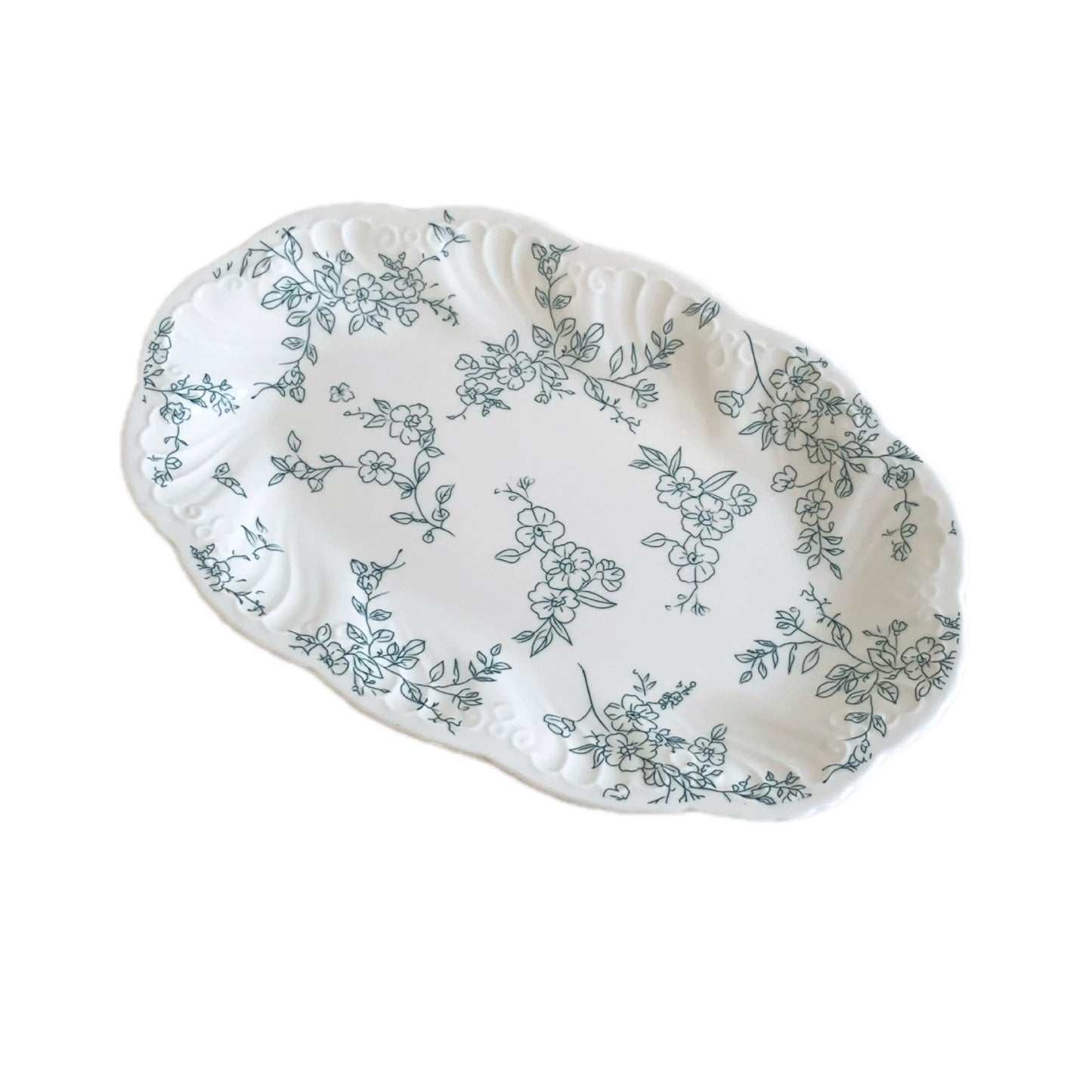Ceramic Plate Collection with Embossed Floral Design