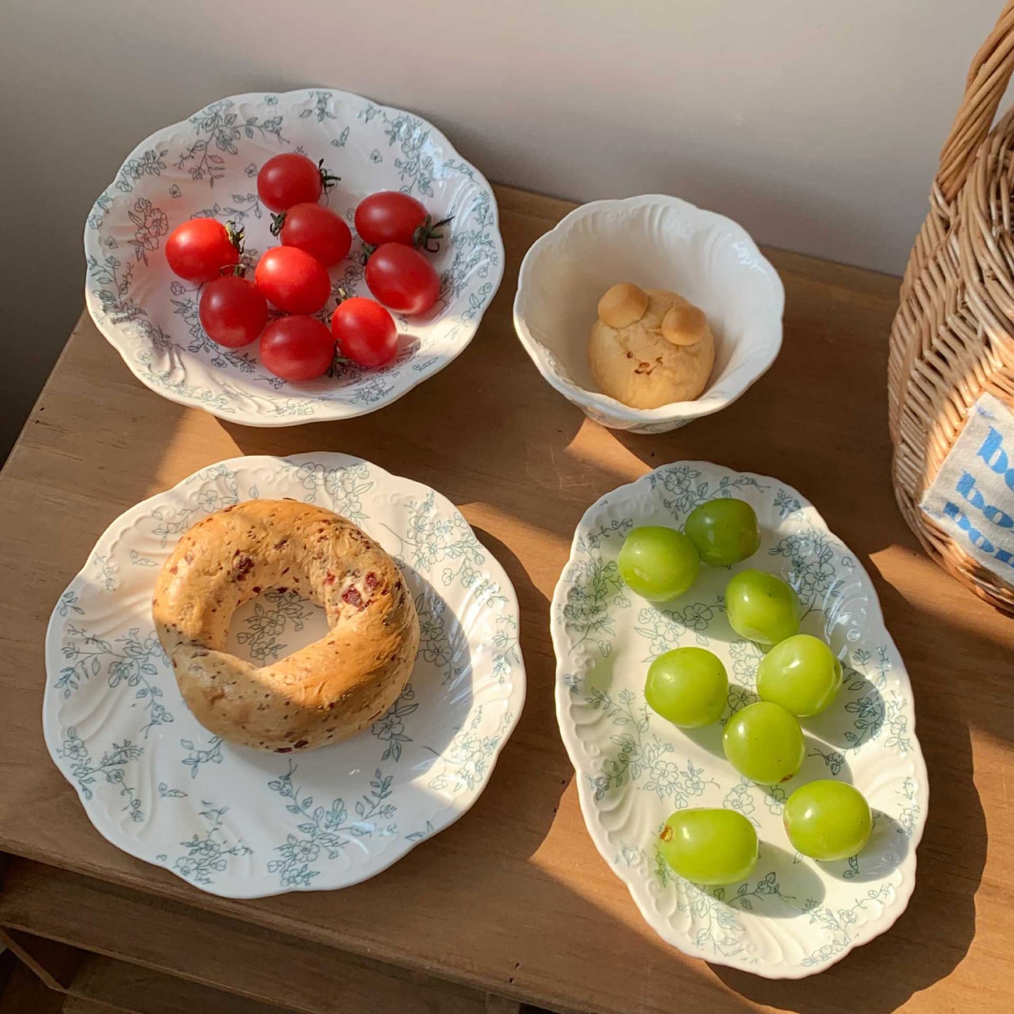 Ceramic Plate Collection with Embossed Floral Design